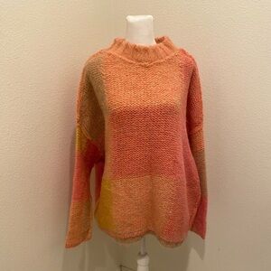 NWT FREE PEOPLE DOMINO OVERSIZED KnitSWEATER Pink Sunset alpaca wool blend small